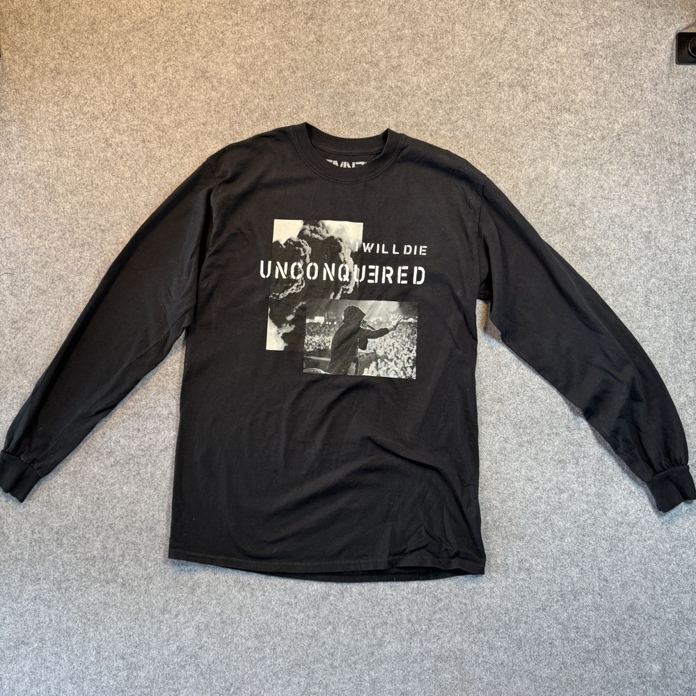 Eminem I Will Die‎ Unconquered Long Sleeve Shirt Medium Black Graphic Cotton